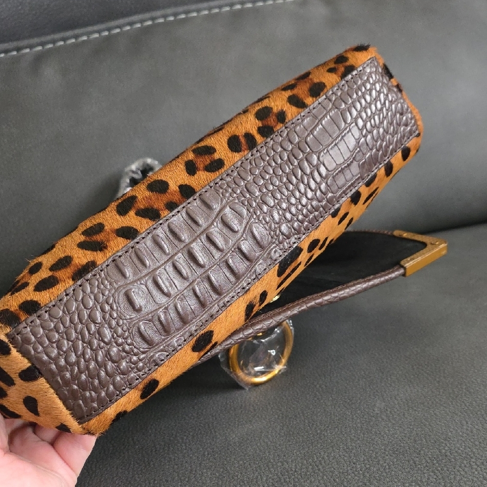 Sharif Leopard Print Crossbody Bag with Gold and Brown Accents - Picture 5 of 16